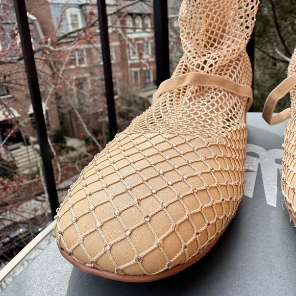 Jeffrey Campbell Magic Hour Mesh Heels Ballet Mary Jane Strap Cream Womens 8.5 - Picture 10 of 15